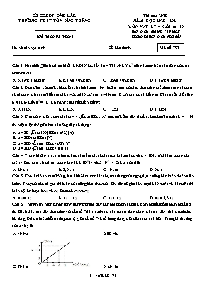 Đề thi thử môn Vật lý Lớp 10 - Mã đề 797 - Năm học 2020-2021 - Trường THPT Tôn Đức Thắng